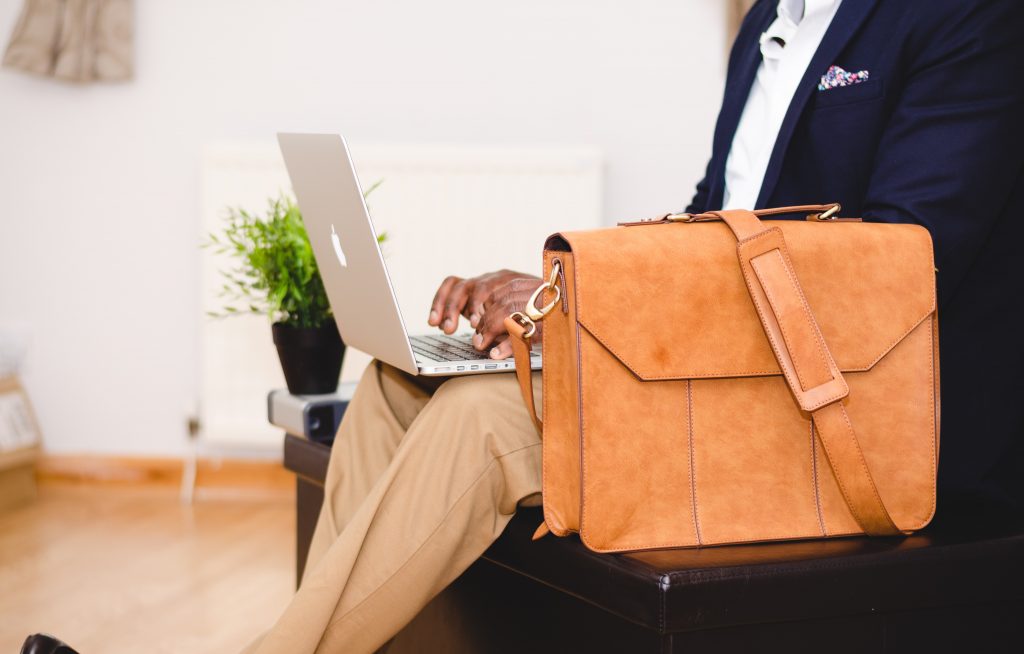 businessman on his laptop working remotely